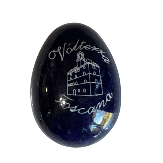 Volterra Italy Alabaster Egg 2 1/2" Hand Carved Souvenir Toscana Palazzo Art