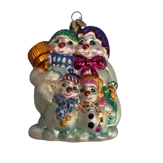 Christopher Radko Winter Portrait Snowman Family Ornament 2000 Retired 4 1/2"