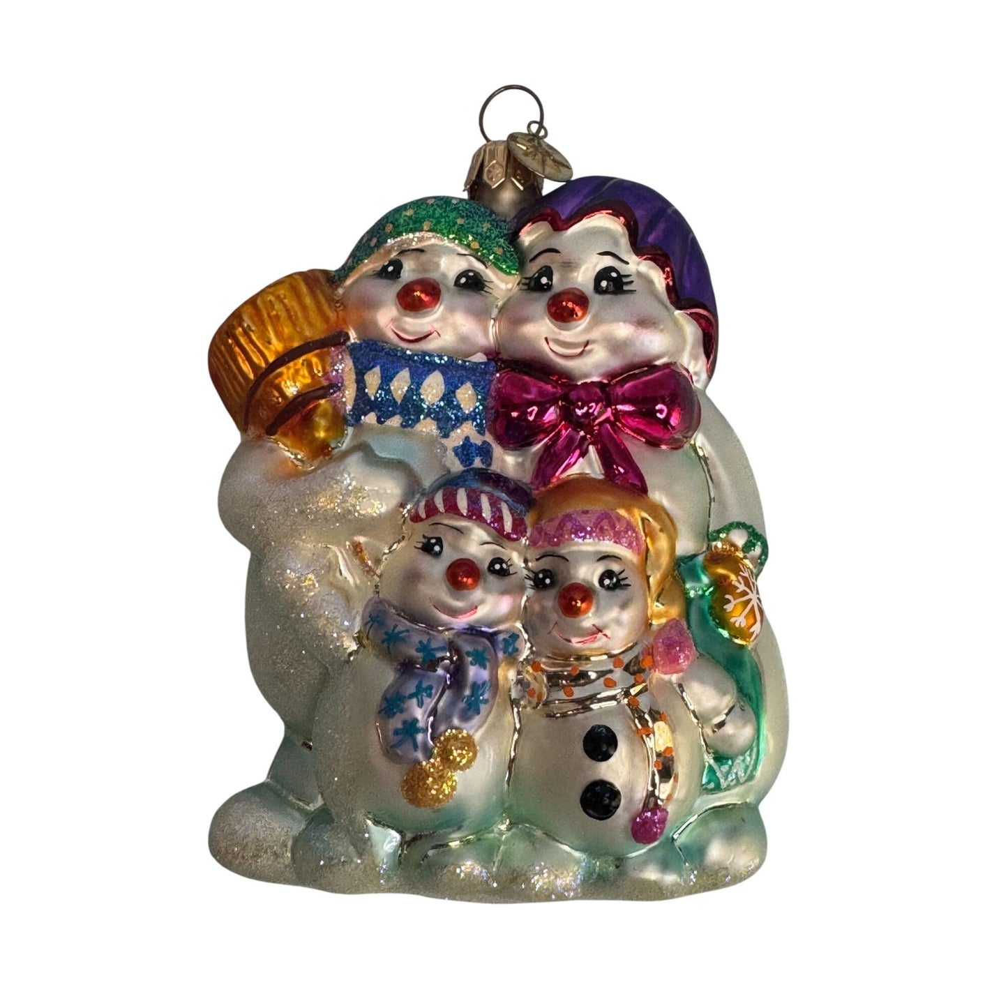 Christopher Radko Winter Portrait Snowman Family Ornament 2000 Retired 4 1/2"
