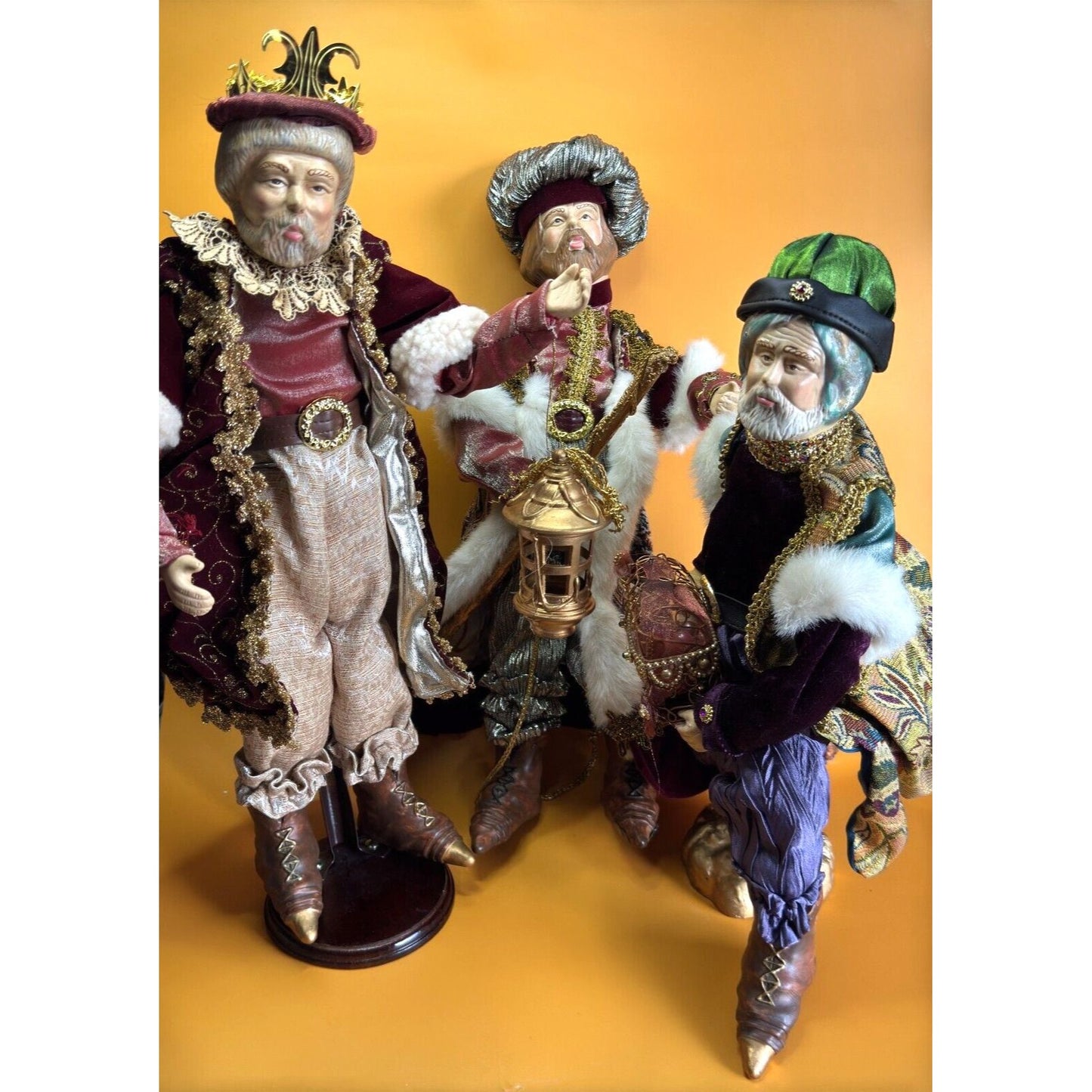 Sullivan's Large Ornate 3 Wise Men Doll Nativity Figurines Rare Find 19"