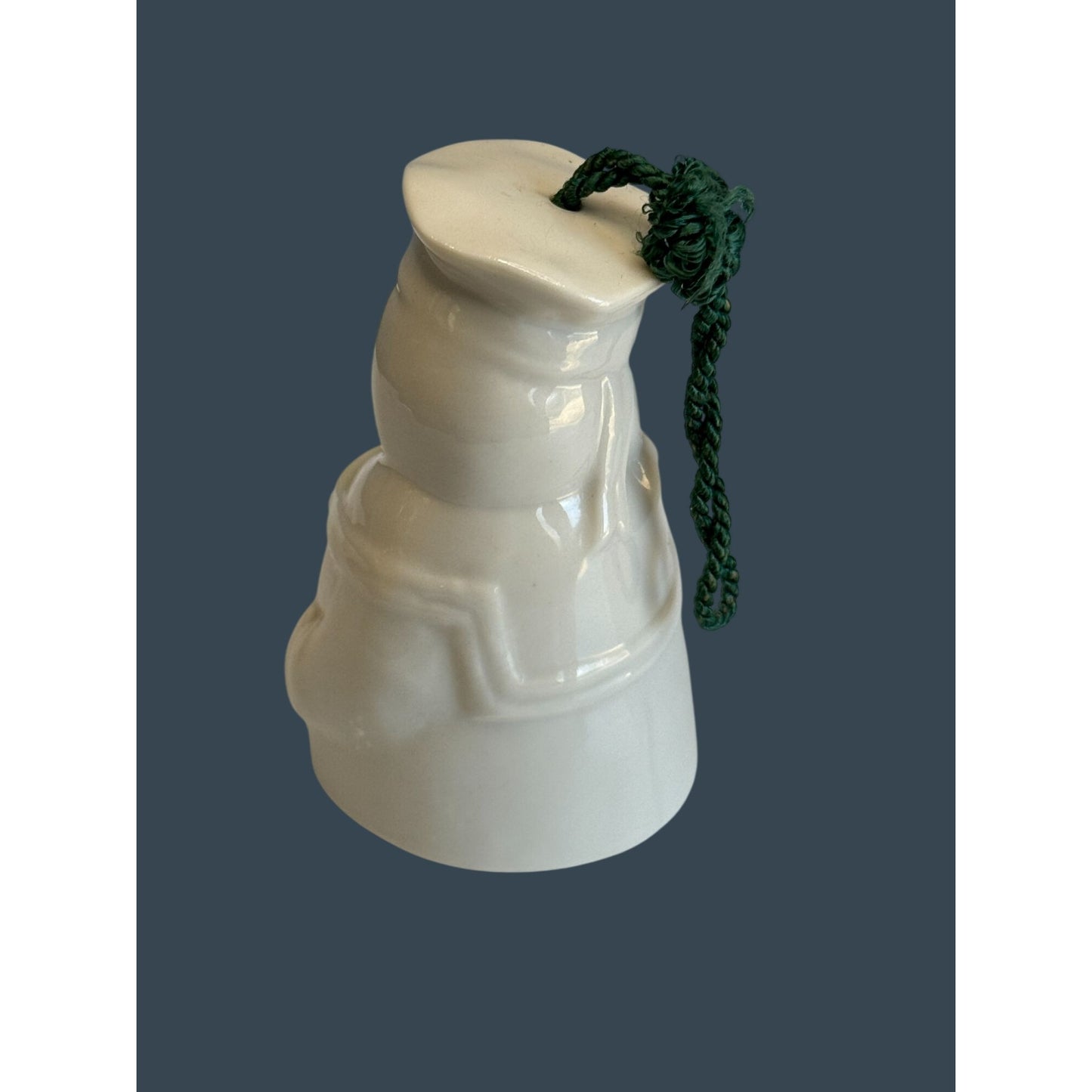 Belleek Snowman Bell Ornament White Porcelain Shamrock Green Cord 4.5" Ireland