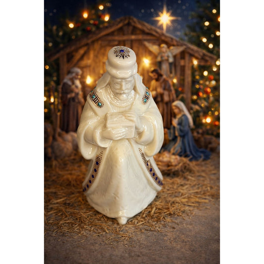 Lenox China Jewels Kneeling Balthazar Wiseman Nativity Figure 5" Issued 1994