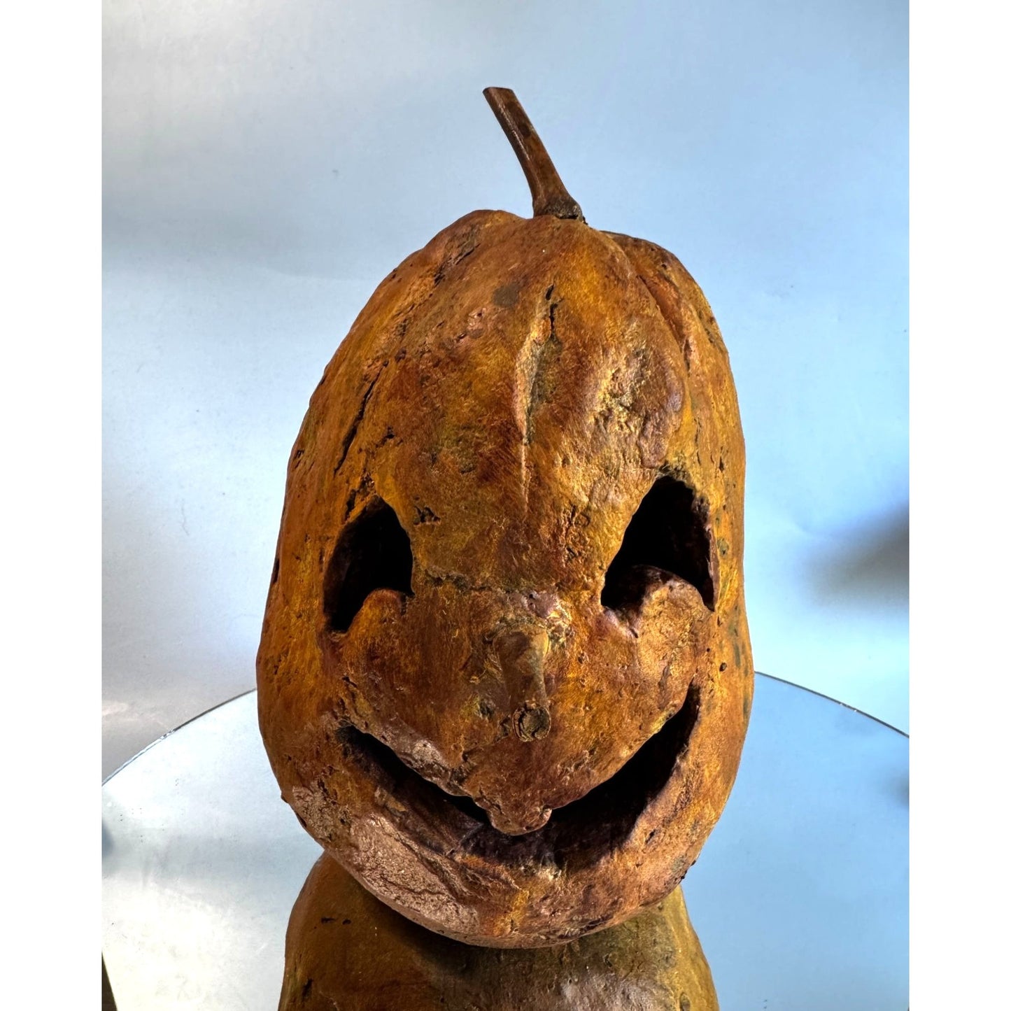 Woblers Woods Folk Art Pumpkin Jack O’ Lantern 9 Inch Brown Resin