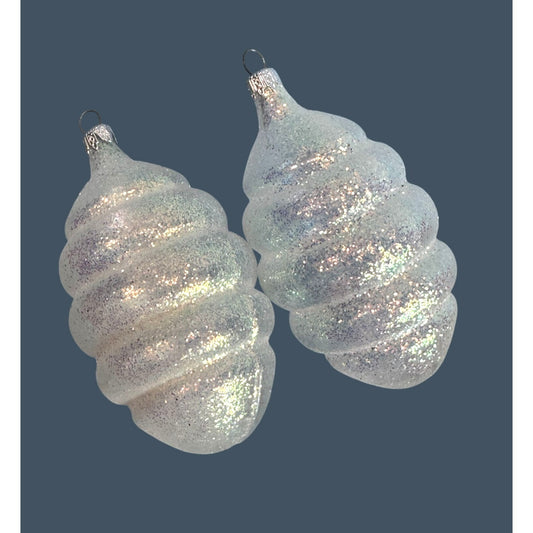 Delicate Blown Glass Ornaments Iridescent Spiral 4 Inches Christmas Colombia