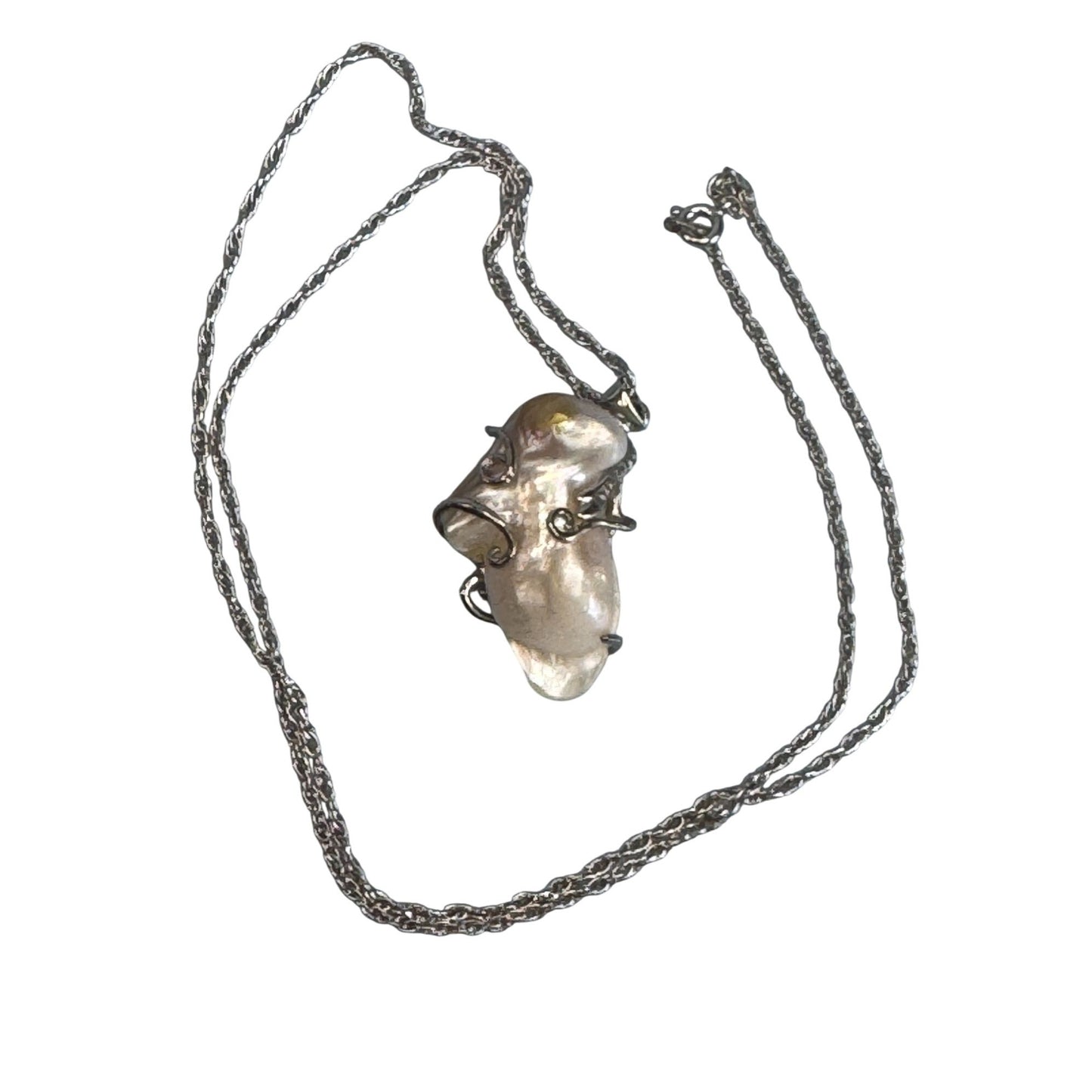 Unique Baroque Pearl Pendant Necklace With 22" Chain
