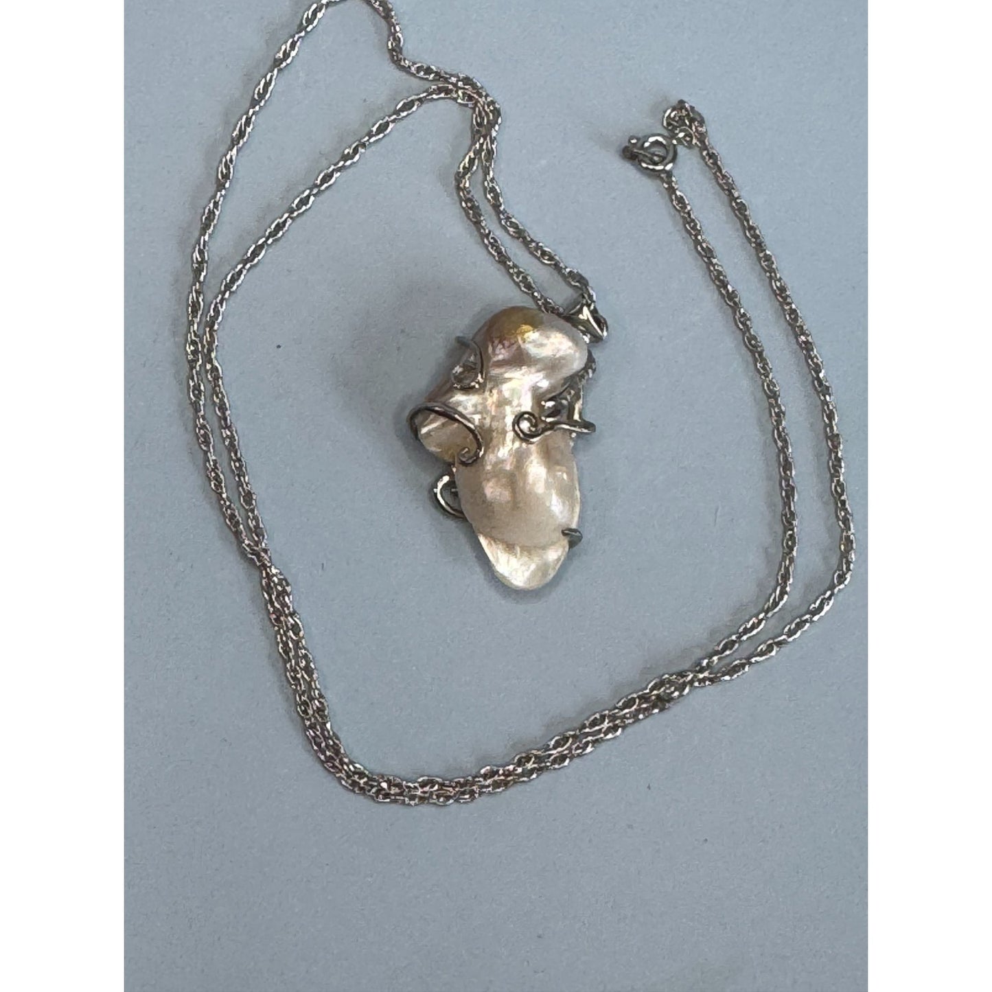 Unique Baroque Pearl Pendant Necklace With 22" Chain