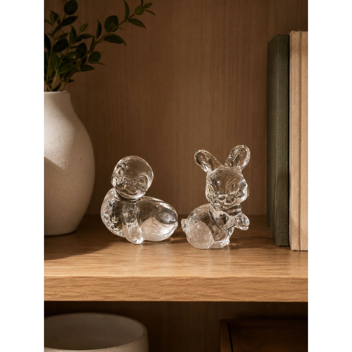 Vintage Clear Glass Seal and Bunny Figurines Töpfer-Haus Germany Art Glass