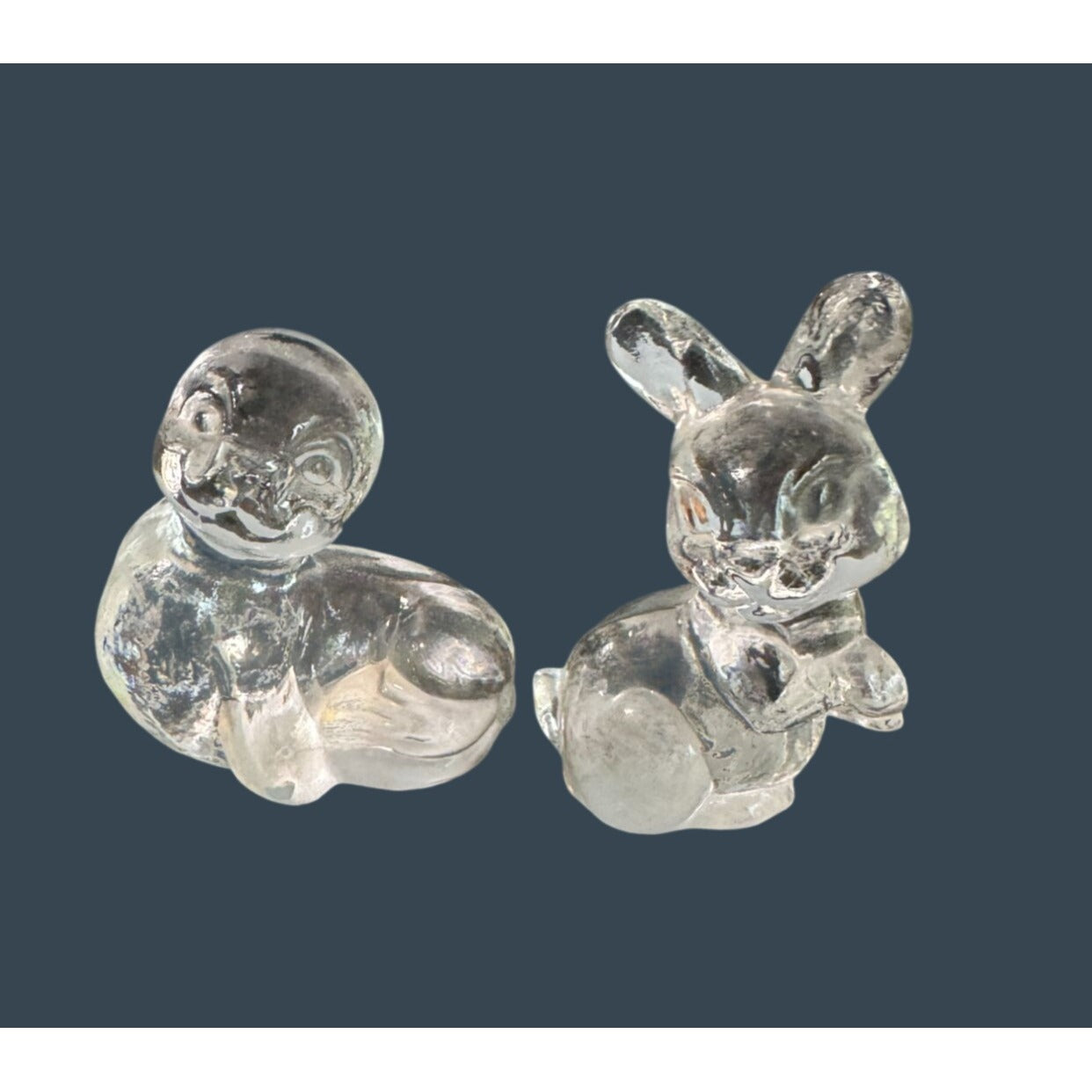 Vintage Clear Glass Seal and Bunny Figurines Töpfer-Haus Germany Art Glass