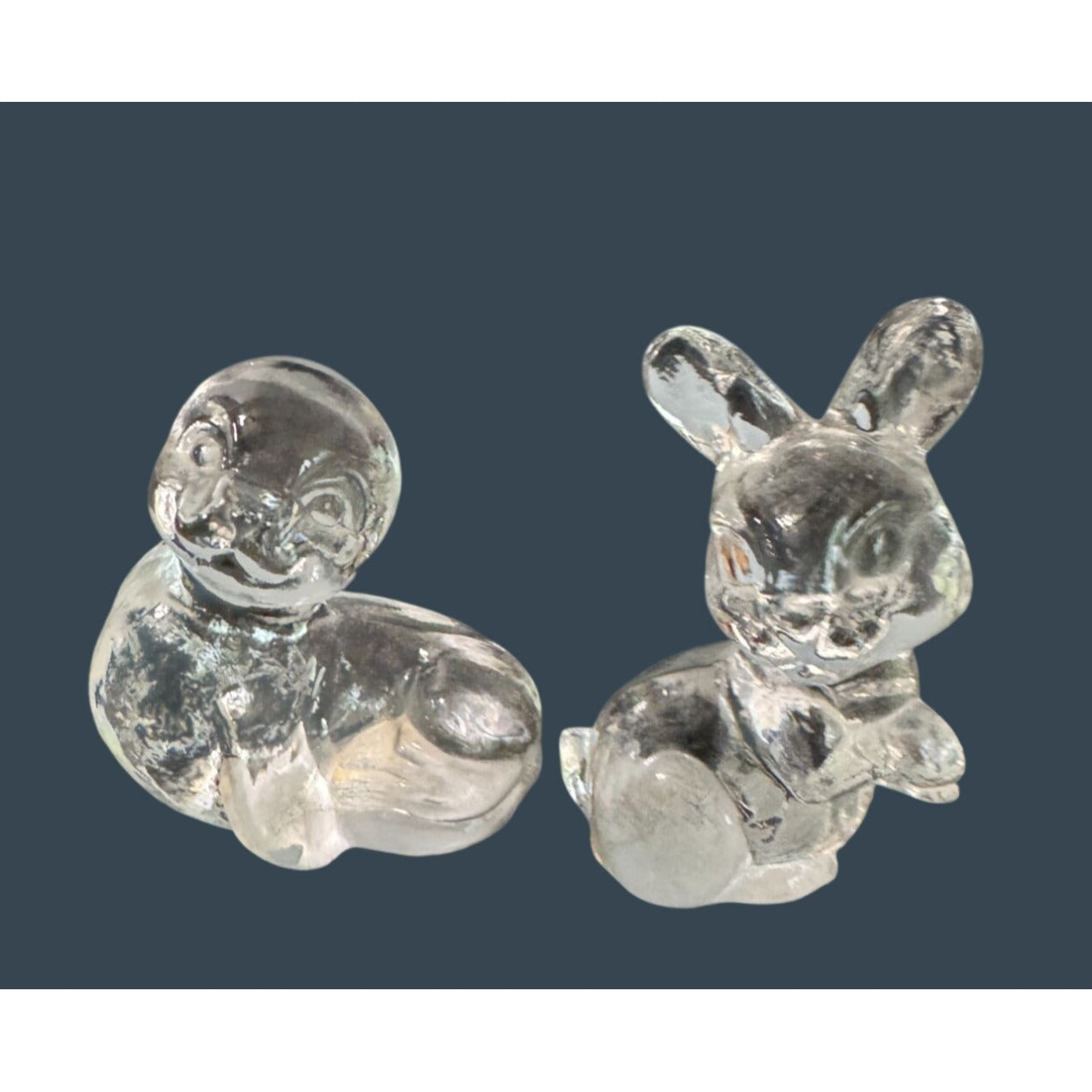Vintage Clear Glass Seal and Bunny Figurines Töpfer-Haus Germany Art Glass