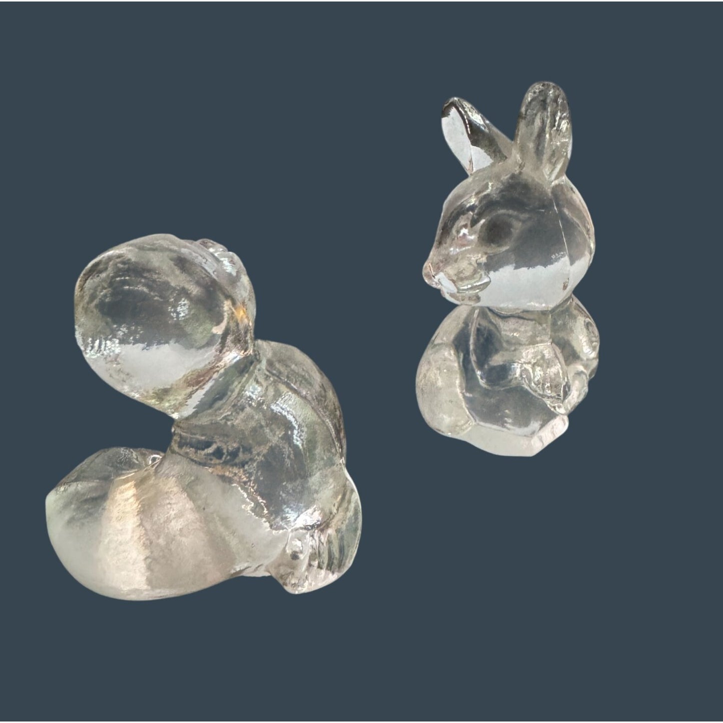 Vintage Clear Glass Seal and Bunny Figurines Töpfer-Haus Germany Art Glass