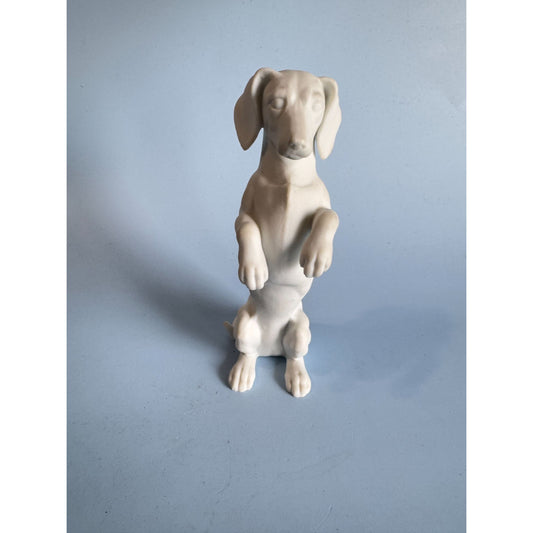 Vintage Kaiser White Porcelain Dachshund Figurine 5.5" Tall Standing On Hind Legs