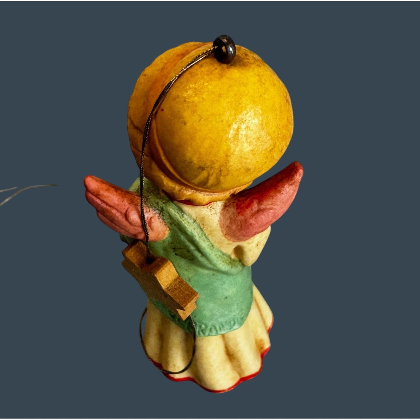 Anri Ferrandiz Angel With Horn Hand Painted Resin Christmas Ornament Italy Signed 3"