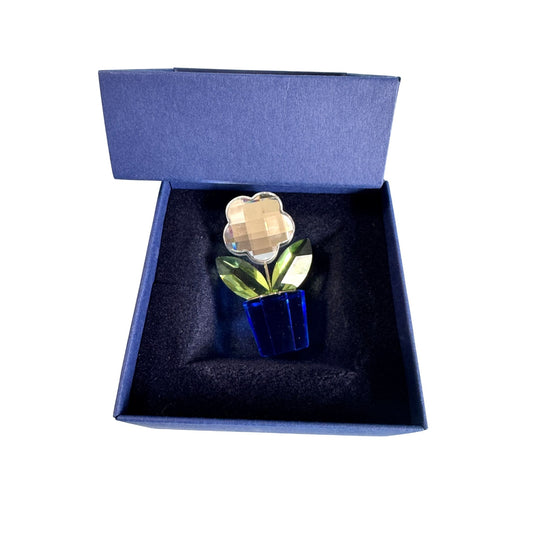 Swarovski 296598 Potted Plant Clear Daisy Green & Blue Crystal Figurine