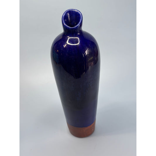 MCM Designer Vase By Sablo Machini 8.25" Tall Blue & Slag Clay Bottom