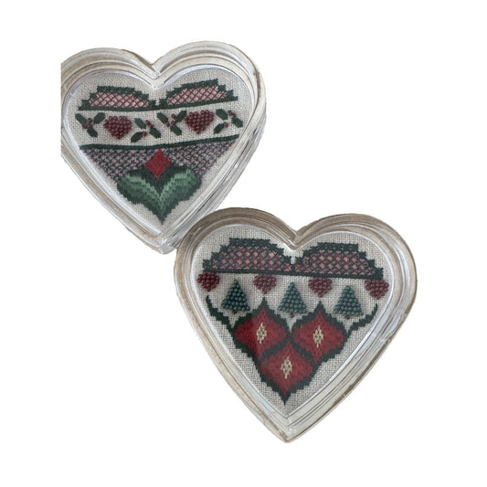 Heart-Shaped Cross-Stitch Acrylic Coasters