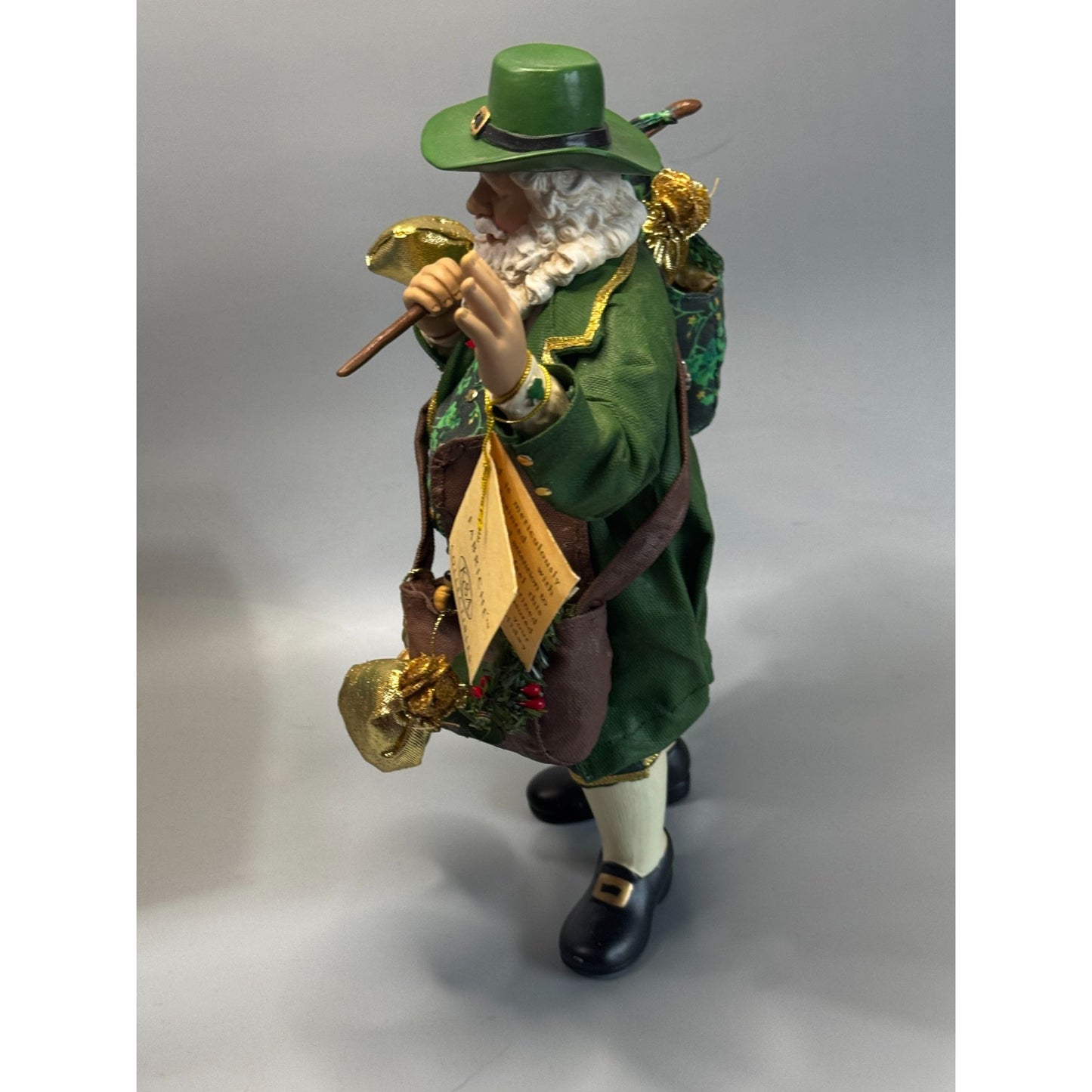 Kurt Adler Fabriché Irish Santa Musical Figurine Green Outfit 11" Box Tag
