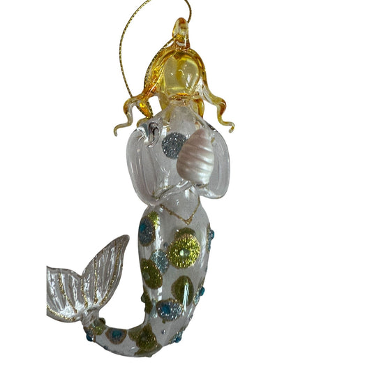 Midwest CBK Glass Mermaid Nautical Goddess Sea Siren Holding Starfish 5½"