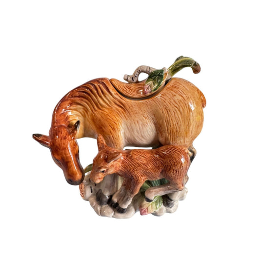 Vintage Fitz & Floyd High Sierra Horse Figurine Sugar Bowl With Lid