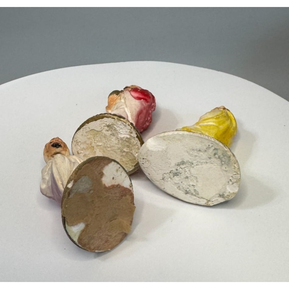 Antique Chalkware Nativity Figures Joseph King Melchior Shepherd c1930 4" Scale 3 1/2"