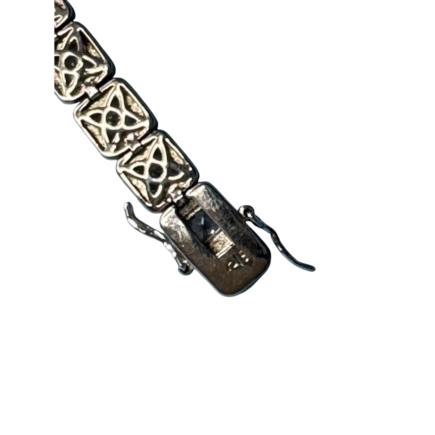 Cubic Zirconia Tennis Bracelet 7.5" Rhodium-Plated Silver With Secure Clasp
