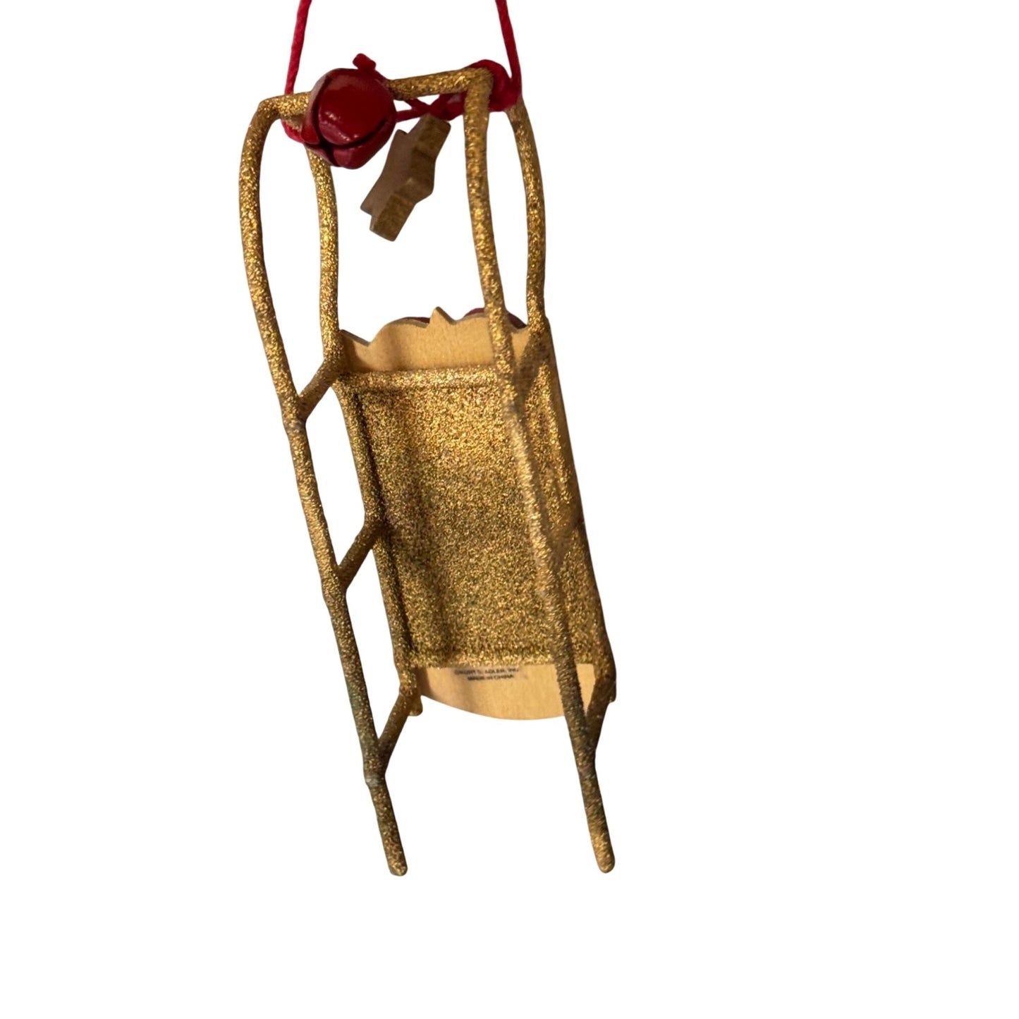 Kurt Adler Gold Sled Ornament Red Heart & Star Accents 5 3/4" Long Christmas Home Décor