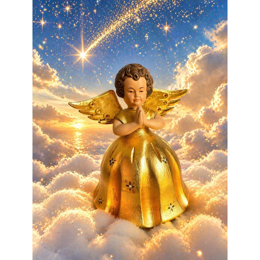 Toriart Musical Angel Figurine Italy Reuge Music Box Rotates Gold 5 1/2"