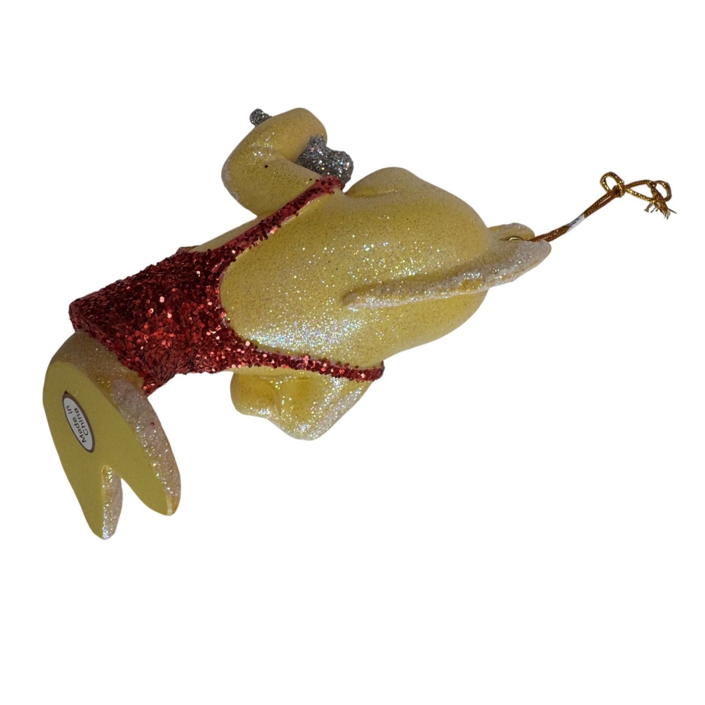 December Diamonds Diva Dolphin Ornament Red Glitter Dress Microphone 5"