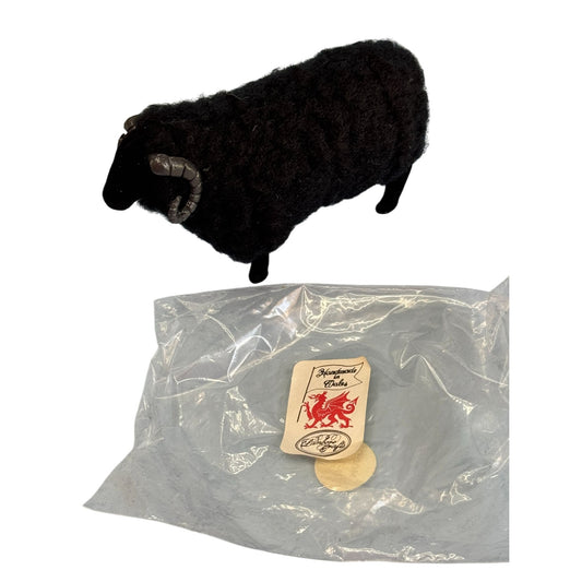 Welsh Wool Black Ram Figurine Handmade By Pembrokeshire Crafts Wool Felt
