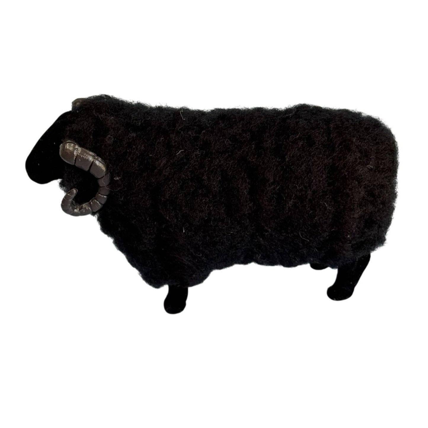 Welsh Wool Black Ram Figurine Handmade By Pembrokeshire Crafts Wool Felt