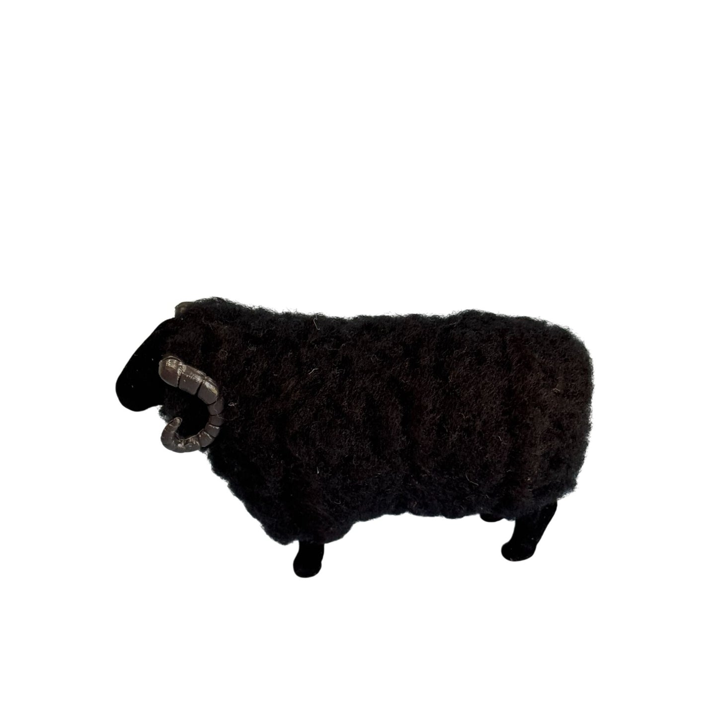 Welsh Wool Black Ram Figurine Handmade By Pembrokeshire Crafts Wool Felt