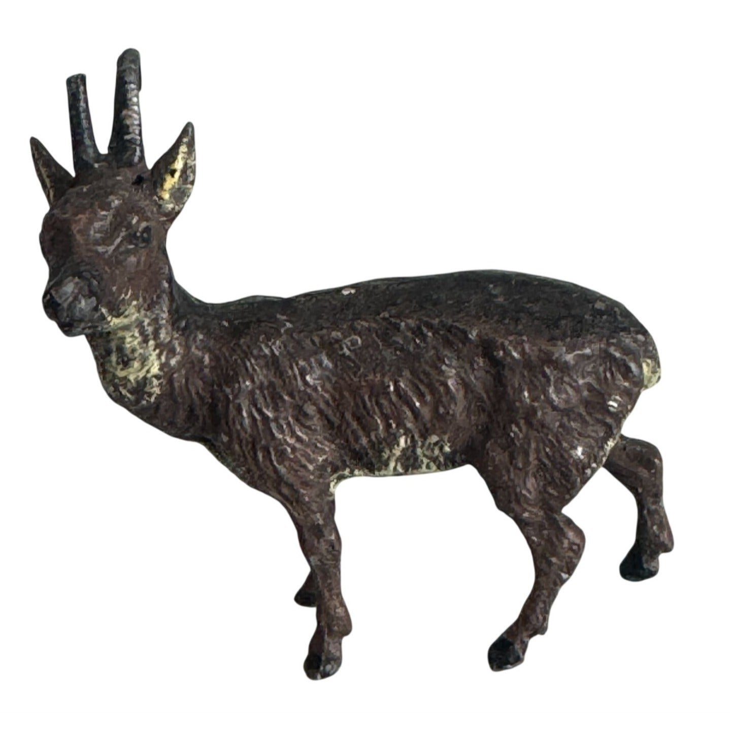 Antique Vienna Bronze Roe Deer Figurine Brown Cold Painted 2 1/4"