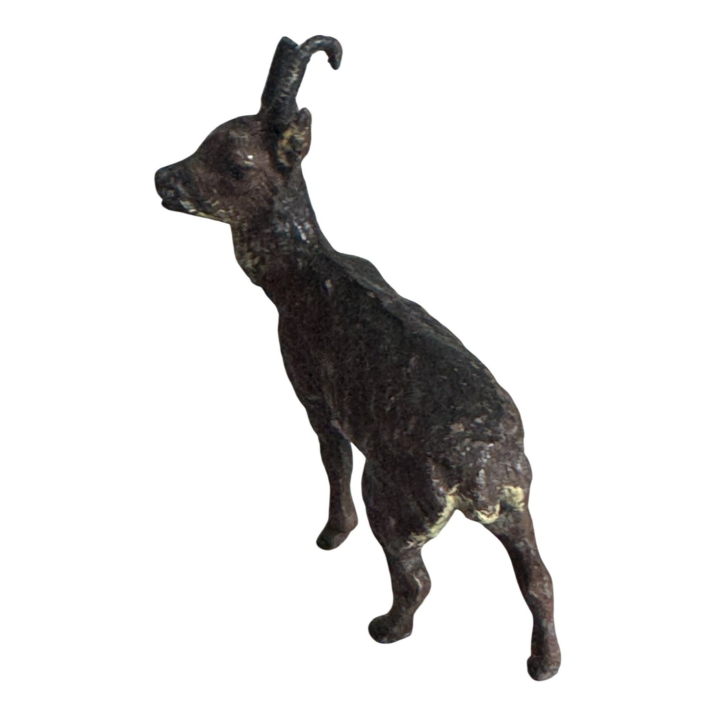 Antique Vienna Bronze Roe Deer Figurine Brown Cold Painted 2 1/4"