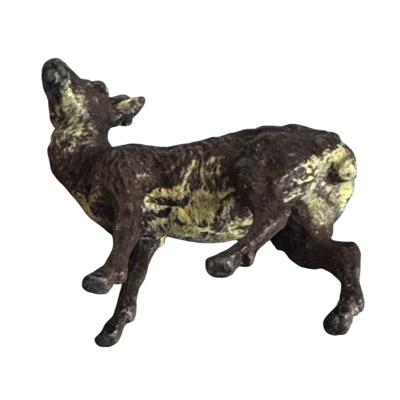 Antique Vienna Bronze Roe Deer Figurine Brown Cold Painted 2 1/4"