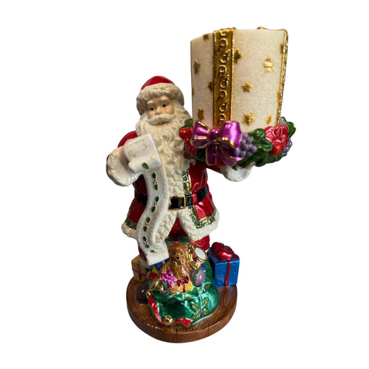 Christopher Radko Ceramic Candle Holder Santa Claus Multicolor 11 1/2 " w/Box
