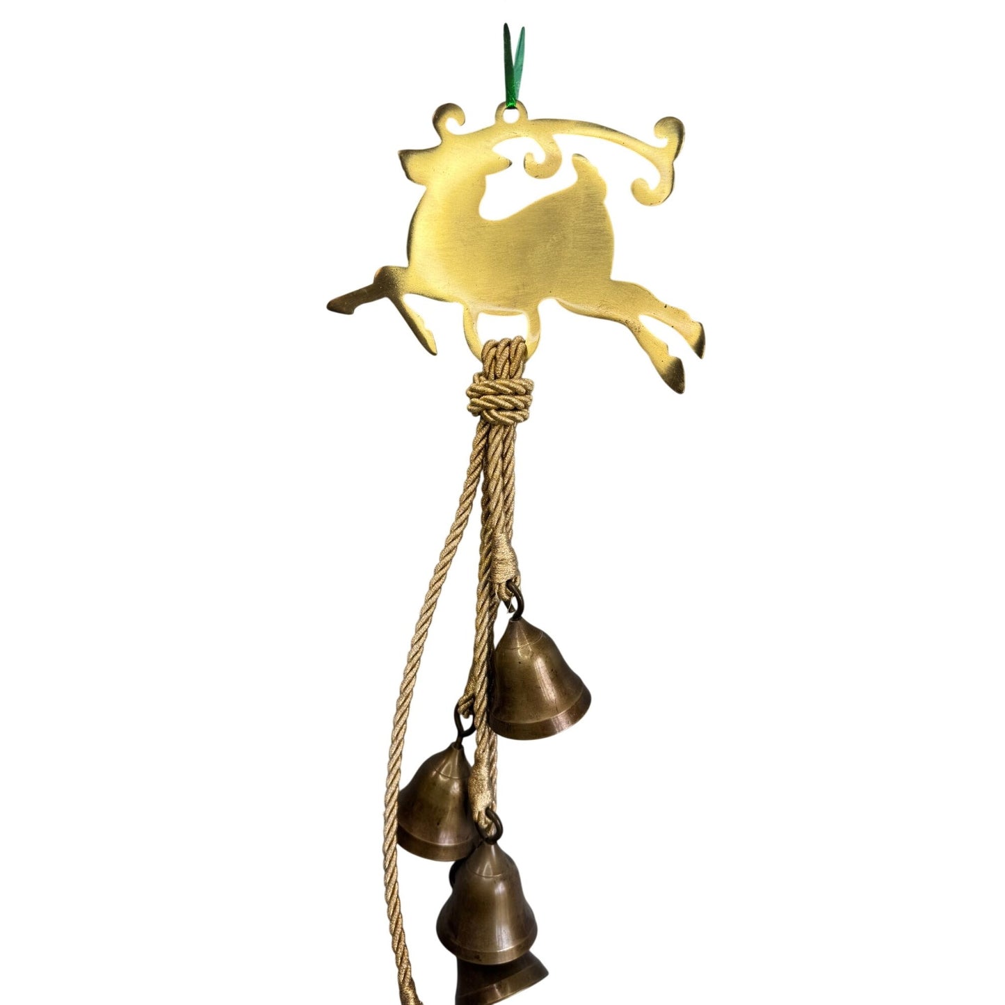 John Deere Leaping Deer Wind Chimes Brass Bells 21" Long