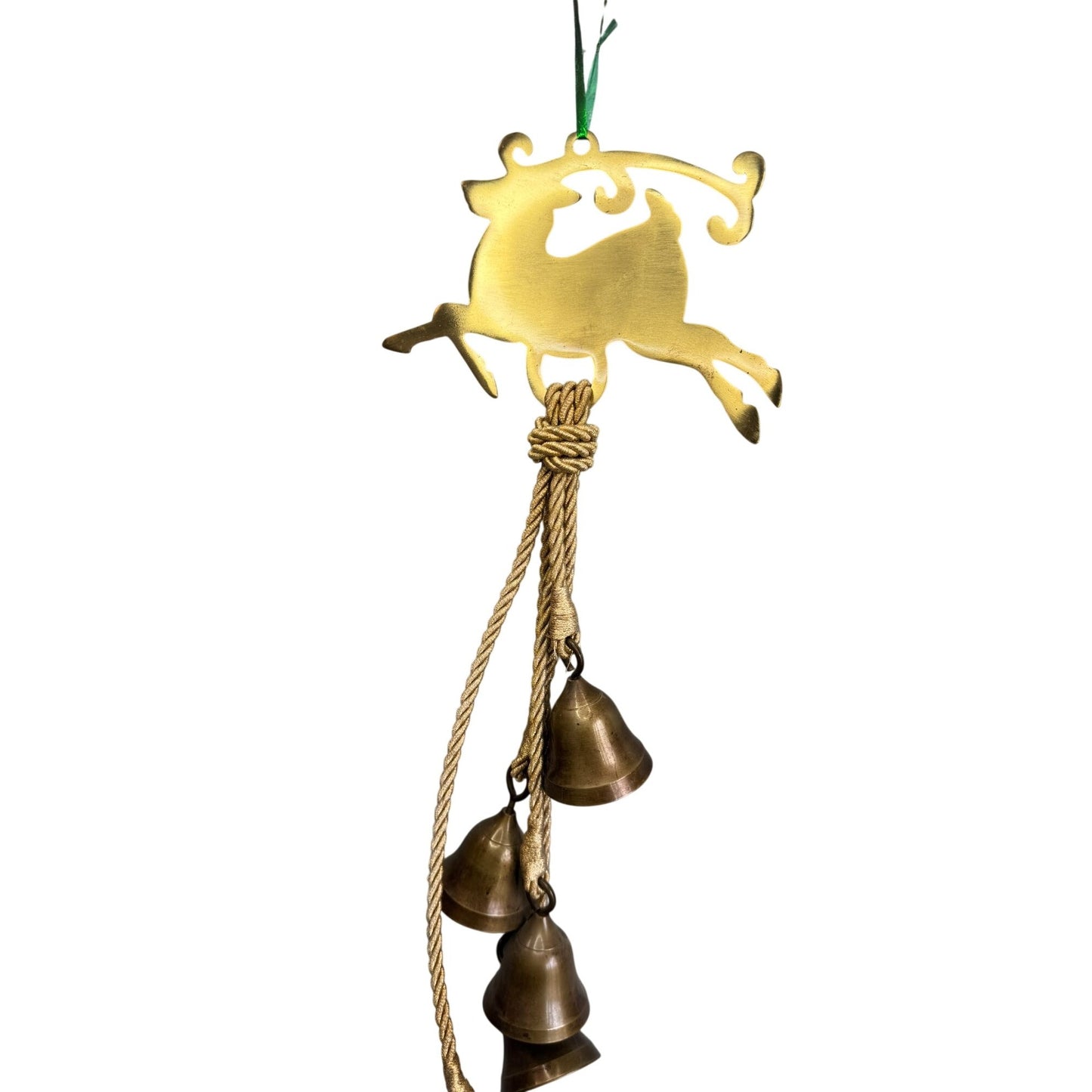 John Deere Leaping Deer Wind Chimes Brass Bells 21" Long