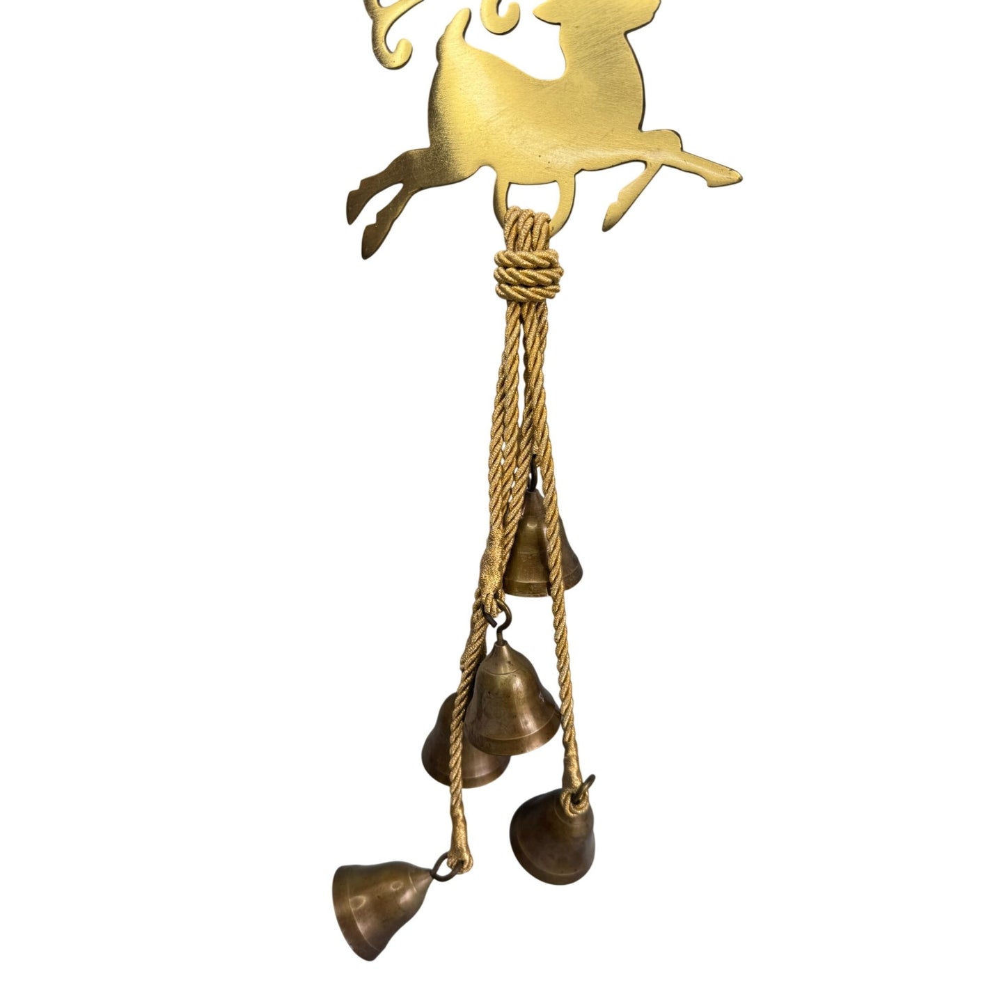 John Deere Leaping Deer Wind Chimes Brass Bells 21" Long