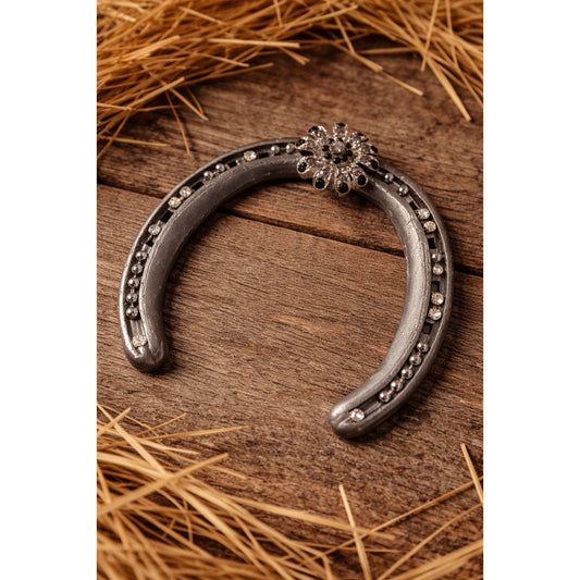 Mt Croix Forge Horseshoe Rhinestone Flower Western Lucky Decor 5"