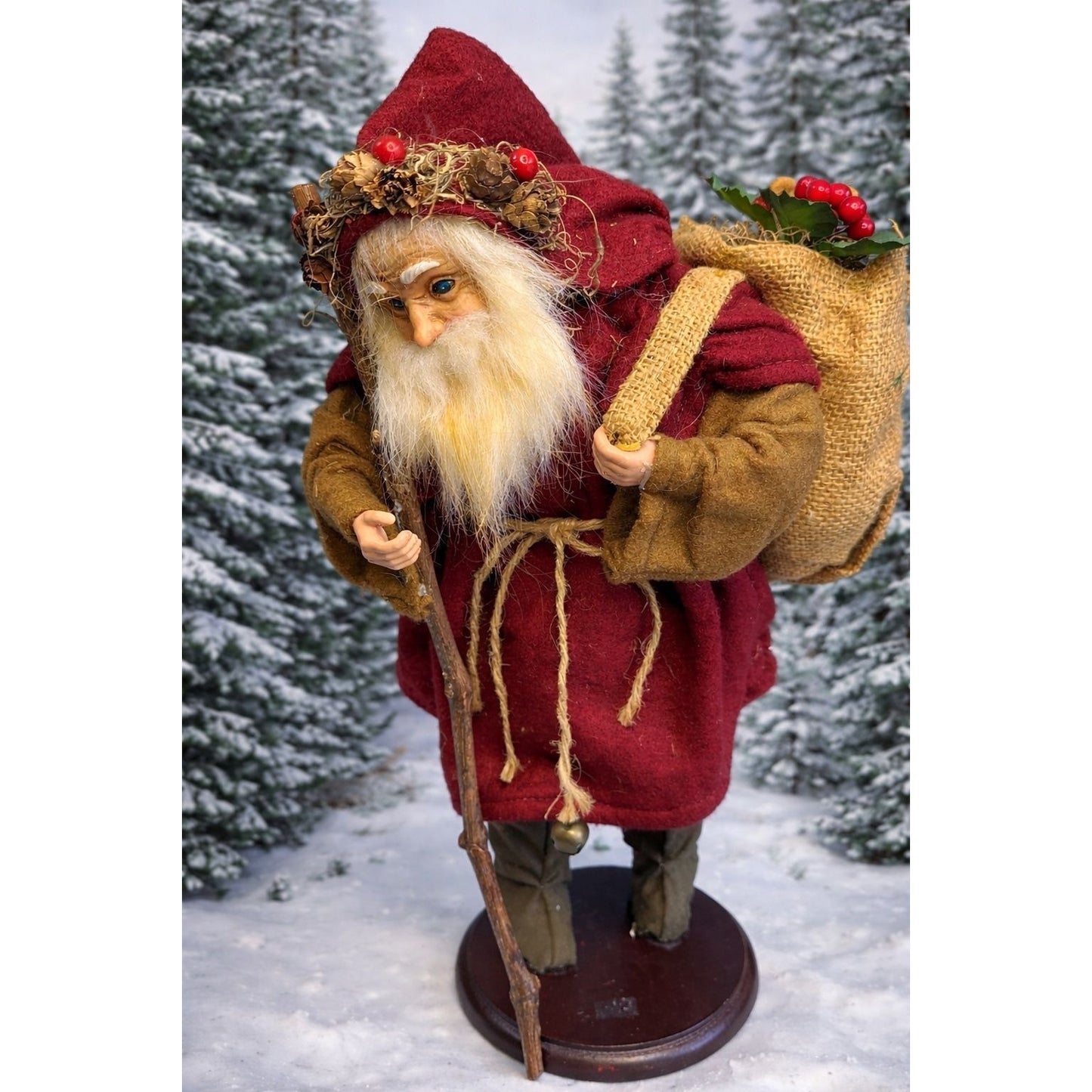 Martha Pippen Knecht Ruprecht Germany Traveling Santa Figure Felt Cloak 15" w/tag