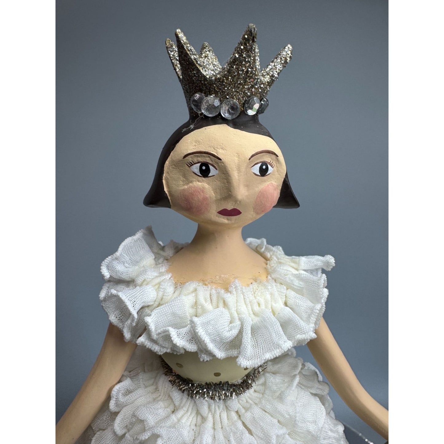 Heather Myers Christmas Queen Doll Merry Banner White Ruffle Dress 11.5" Signed