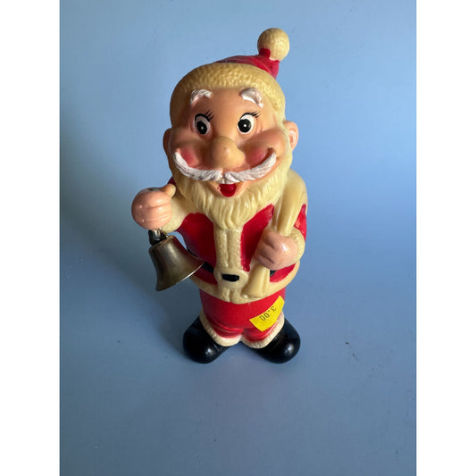 Vintage 1960s Plastic Wind-Up Santa Dwarf Figure Japan w/Woolworth Sticker 6"
