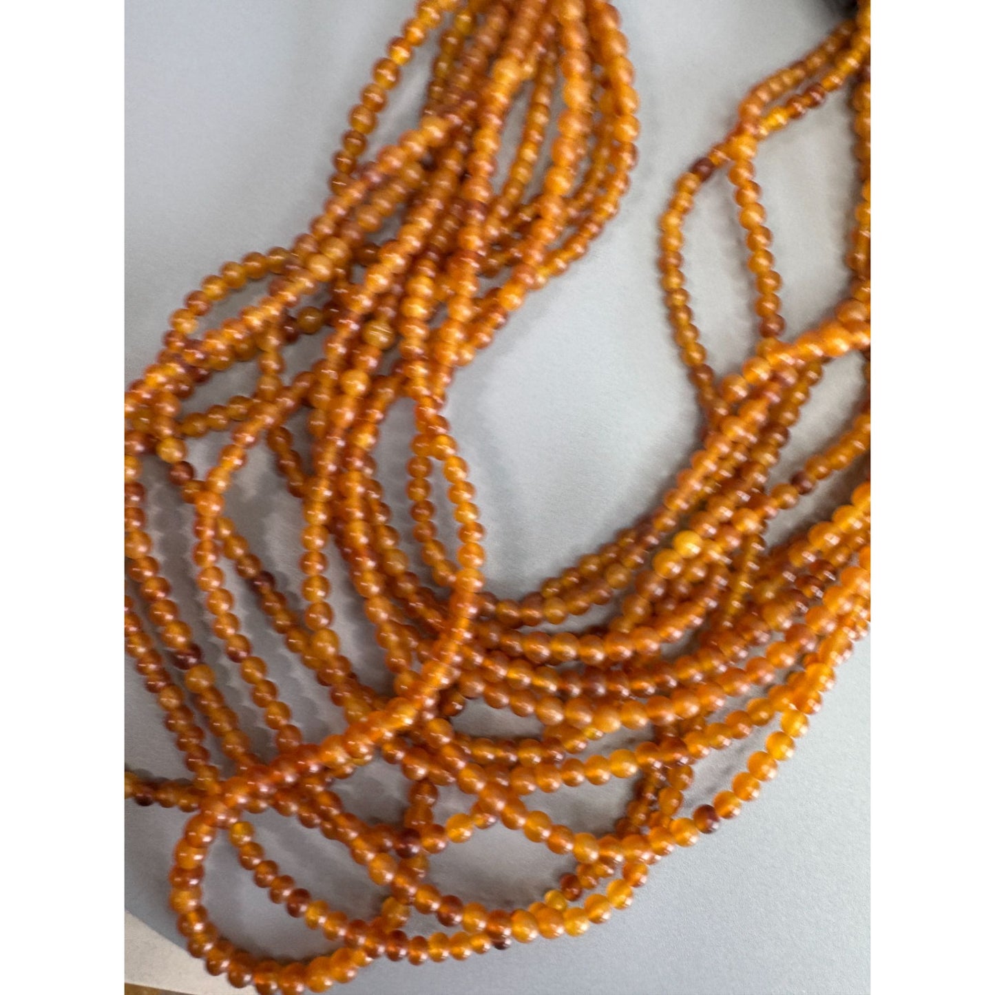 Gerda Lynggaard Monies Vintage Amber Bead 12 Strand Horn Necklace 17"