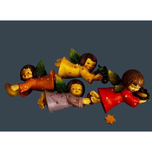 Anri Ferrandiz Flying Harvest Angels Set Colorful Hand Carved Italy 4"