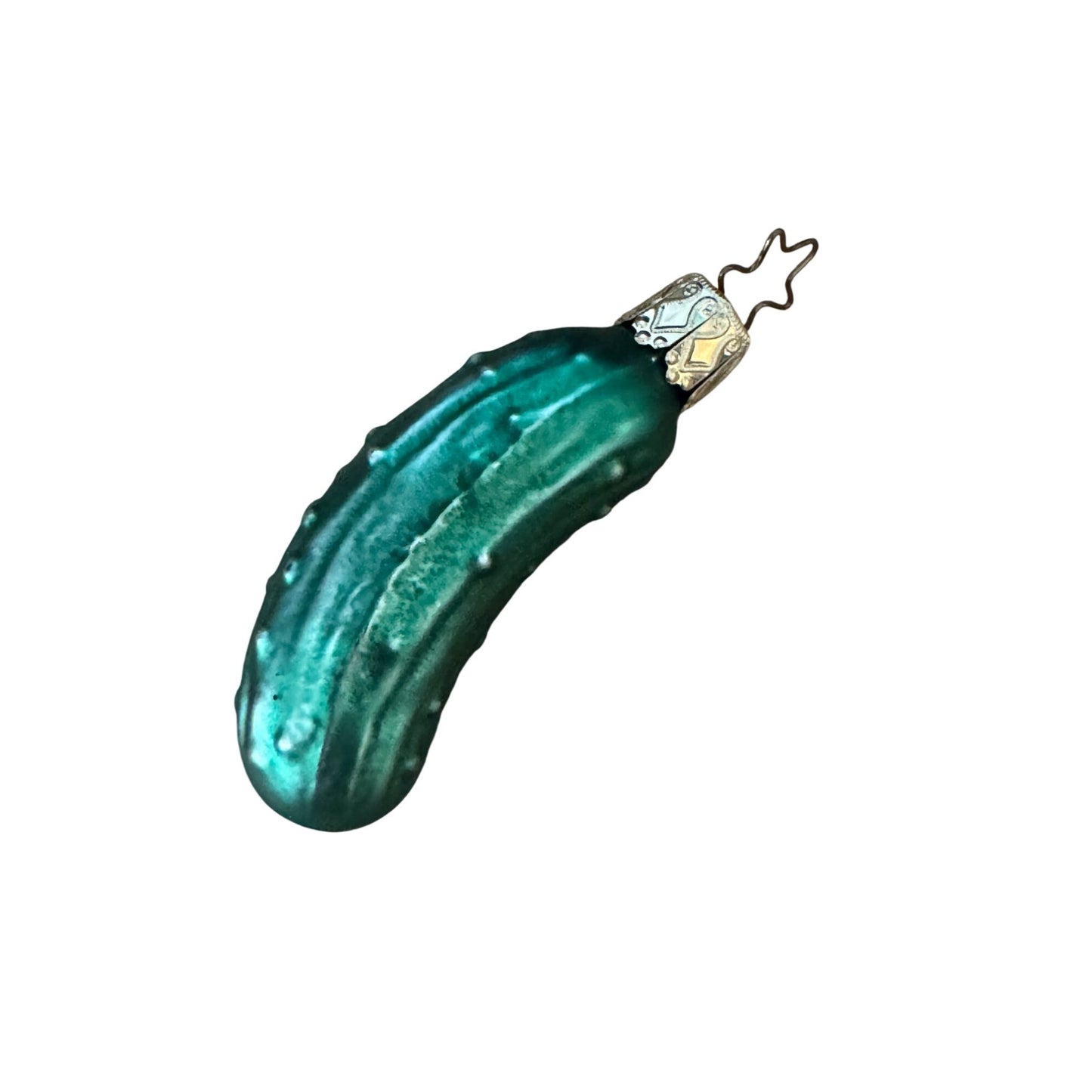 Inge German Blown Glass Pickle Ornament w/legend Card Christmas tree tradition 3"