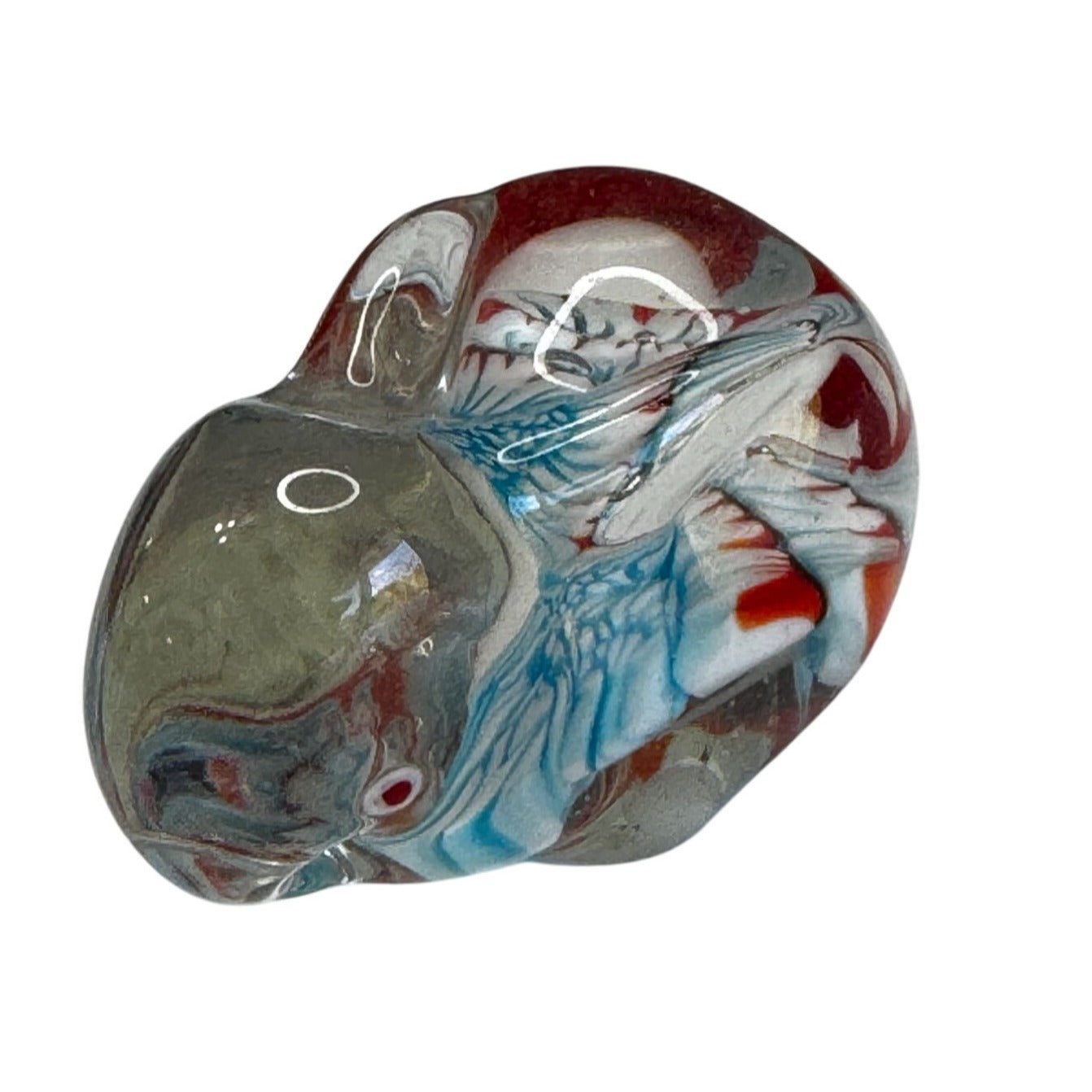 Blown Glass Mini Rabbit 2 1/4" Red White Blue Figurine Studio Art Glass Animal