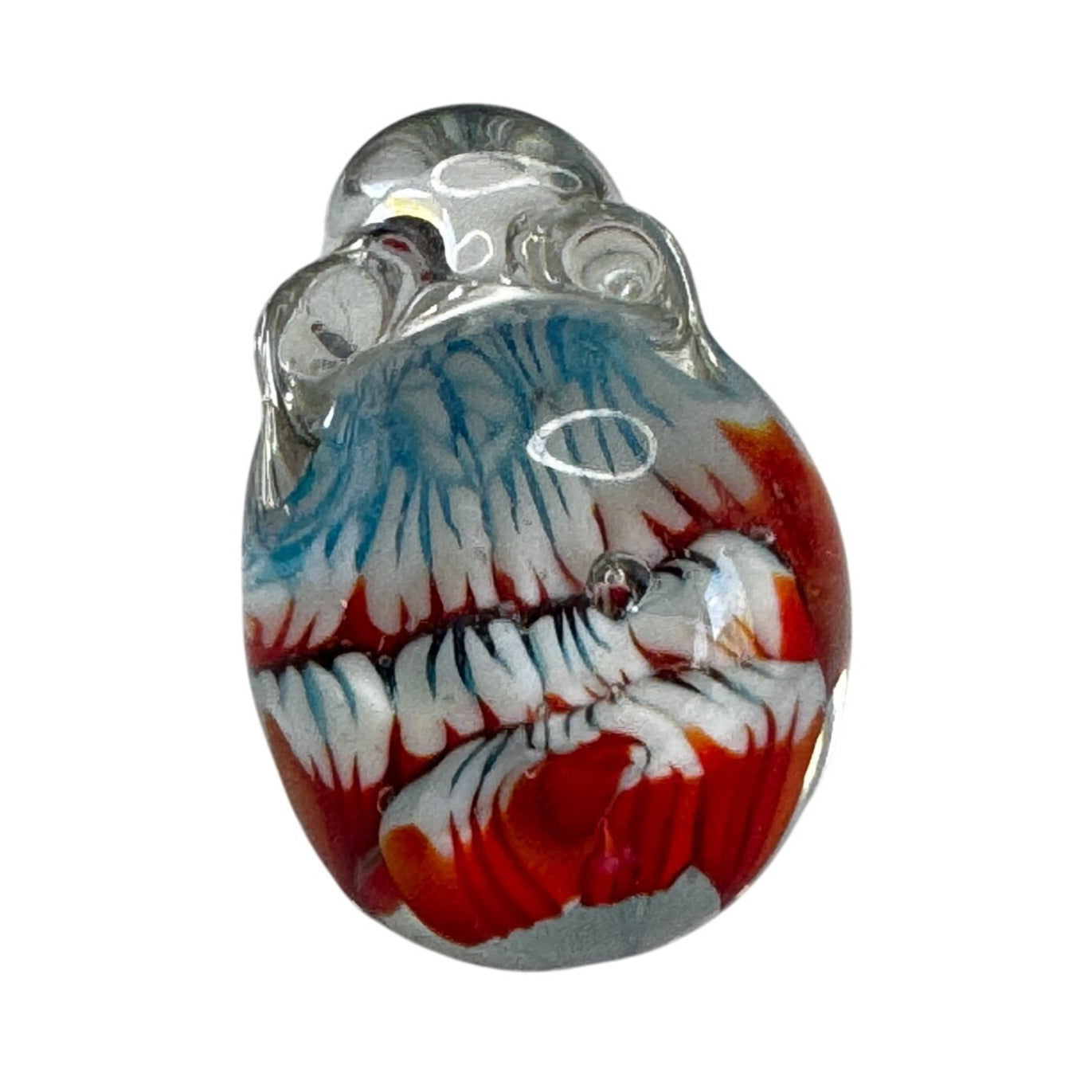 Blown Glass Mini Rabbit 2 1/4" Red White Blue Figurine Studio Art Glass Animal