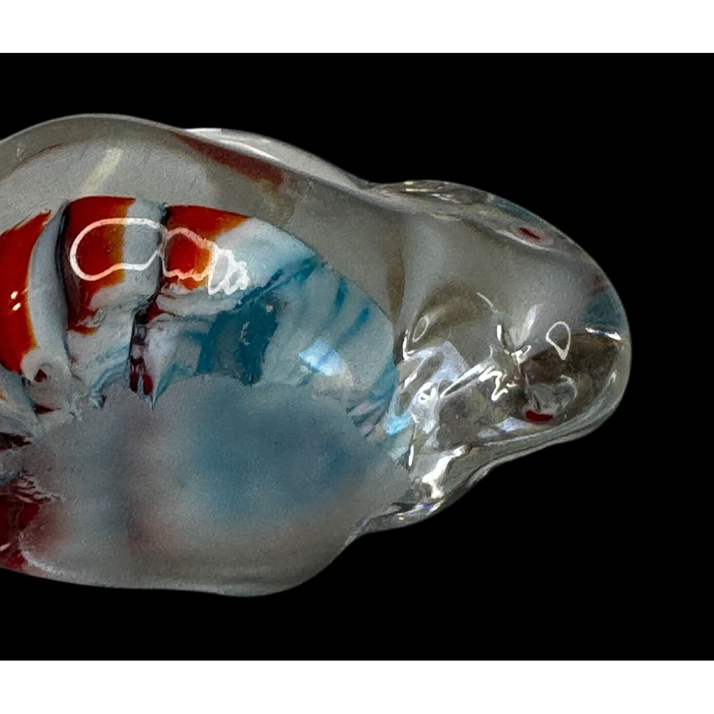 Blown Glass Mini Rabbit 2 1/4" Red White Blue Figurine Studio Art Glass Animal