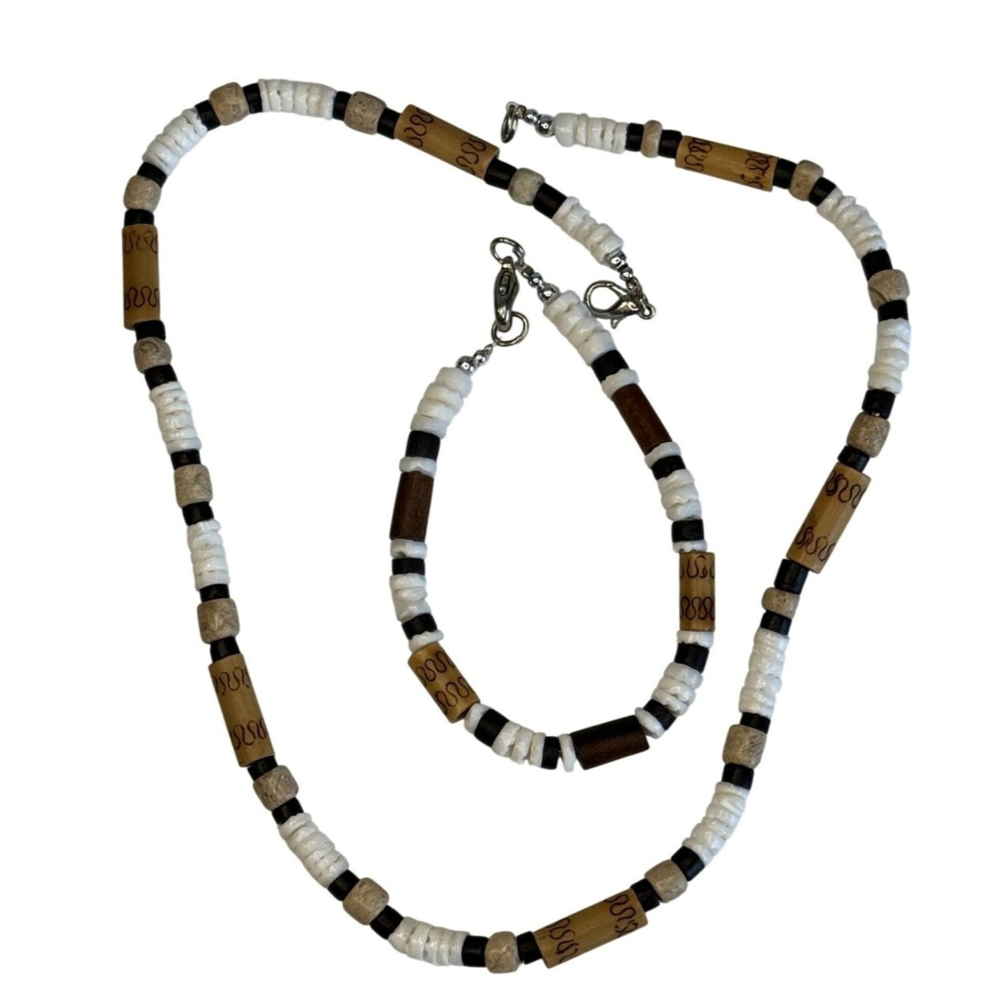 Vintage Southwestern Heishi Puka Shell Disc Necklace 18" Bracelet 8" Set