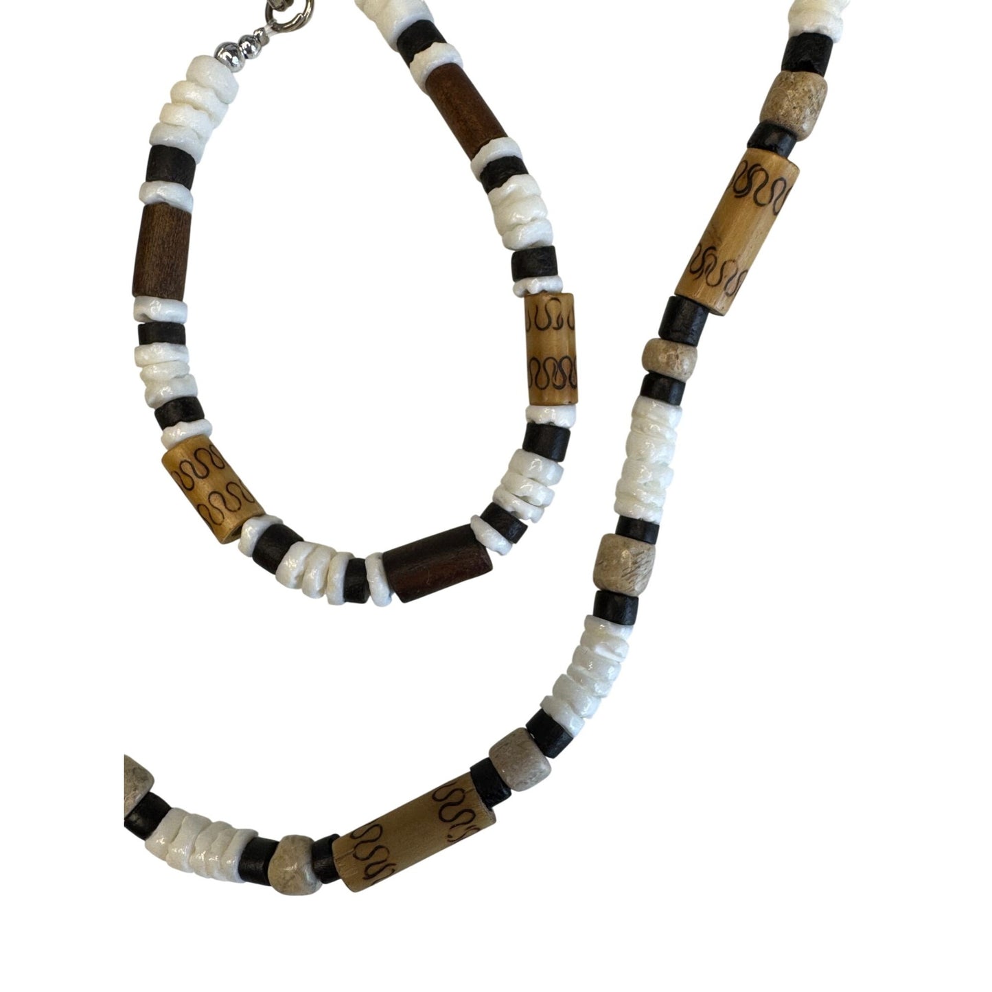 Vintage Southwestern Heishi Puka Shell Disc Necklace 18" Bracelet 8" Set