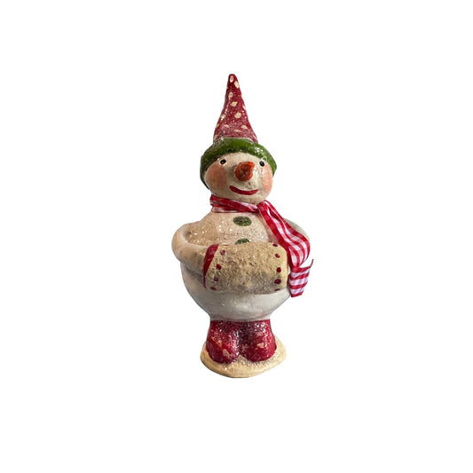 Vintage Penny Mcallister Paper Mache Snowman Christmas Figurine Folk Art 8" Rare